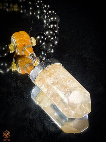 Mala Bouddhiste de Ceinture – Obsidienne – DZIS – Cristal