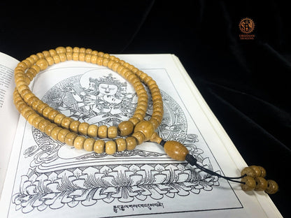 Mala Bouddhiste en Bois – 108 perles – Bois sacré de Wutaishan | obsidian dragons