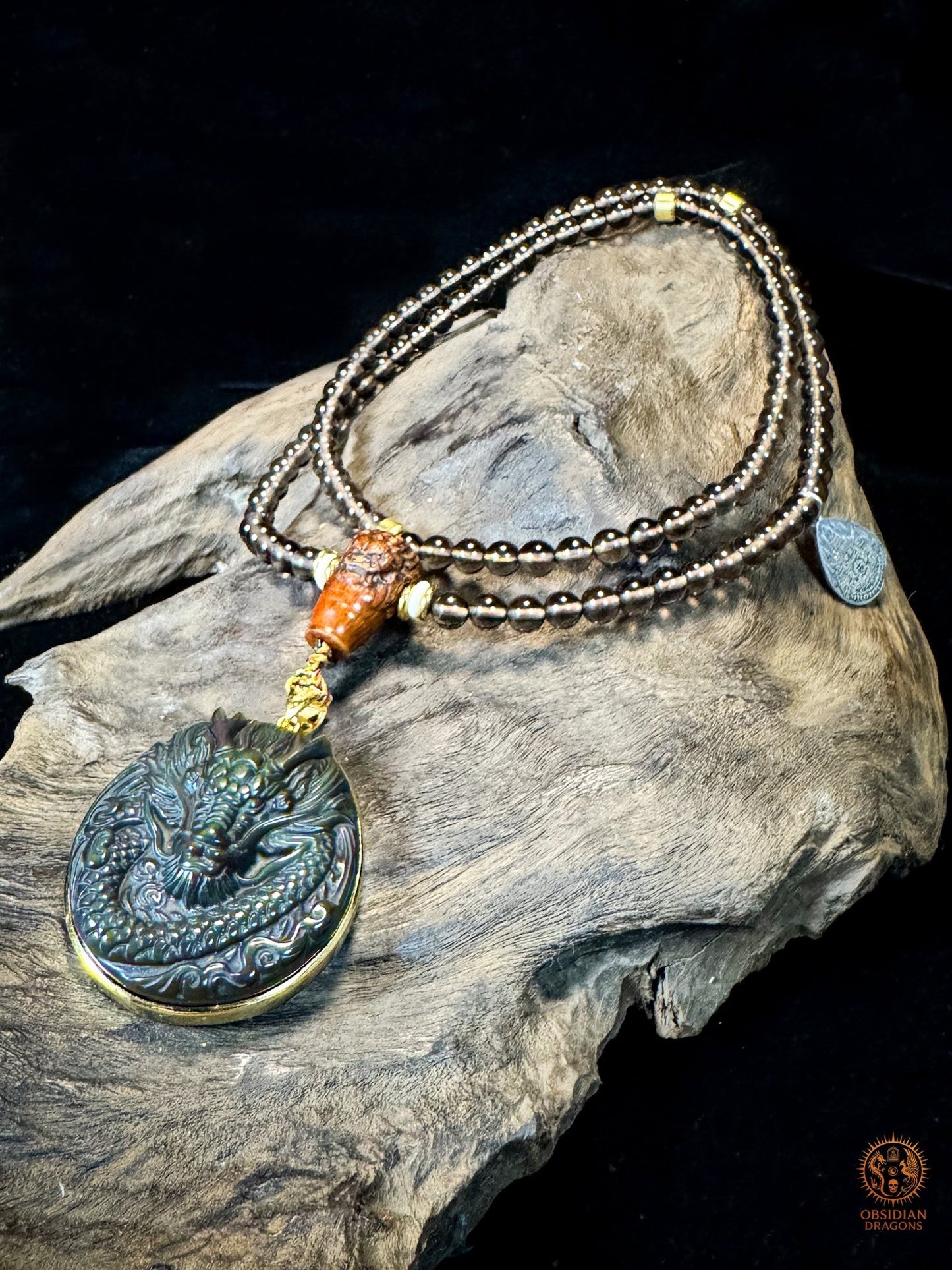 Mala Dragon en Obsidienne – Protection et Énergie - unique | obsidian dragons