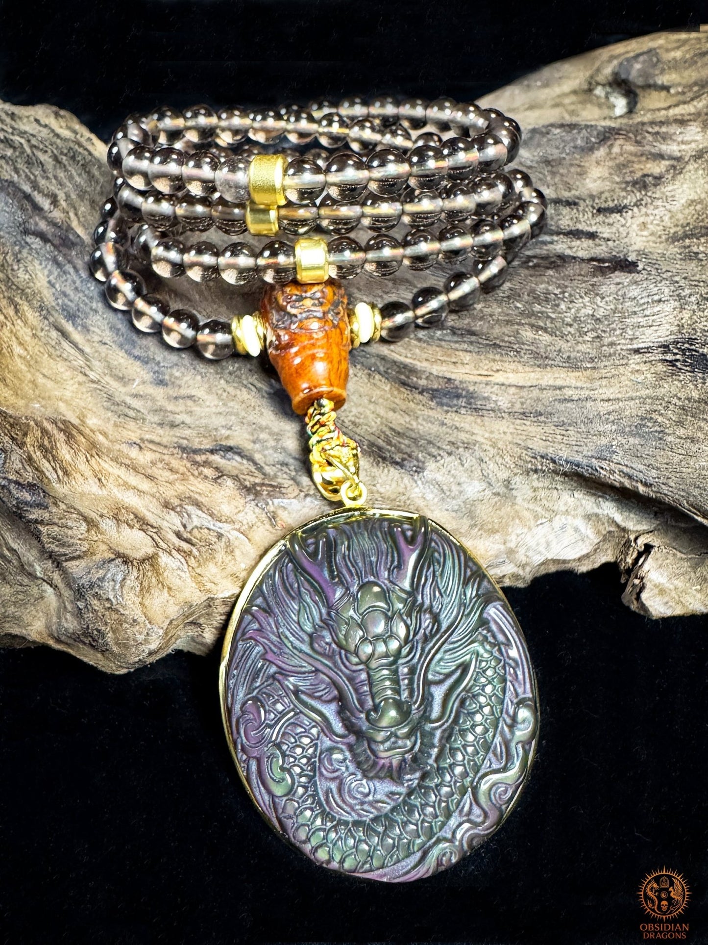 Mala Dragon en Obsidienne – Protection et Énergie - unique | obsidian dragons