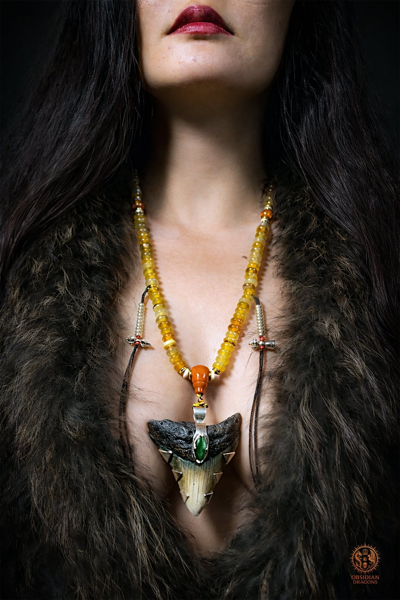 Mala Tantrique – Dent de Mégalodon – Union des Éléments | obsidian dragons