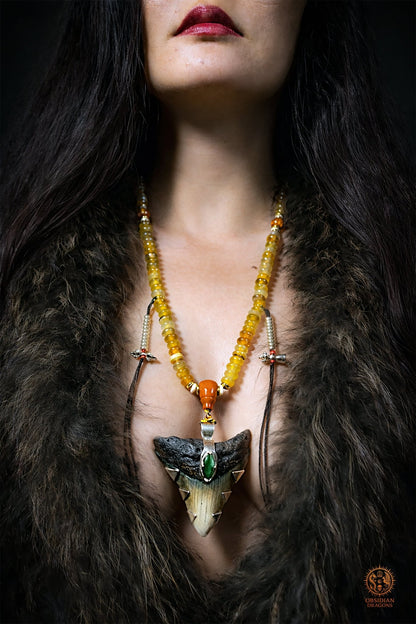 Mala Tantrique – Dent de Mégalodon – Union des Éléments | obsidian dragons