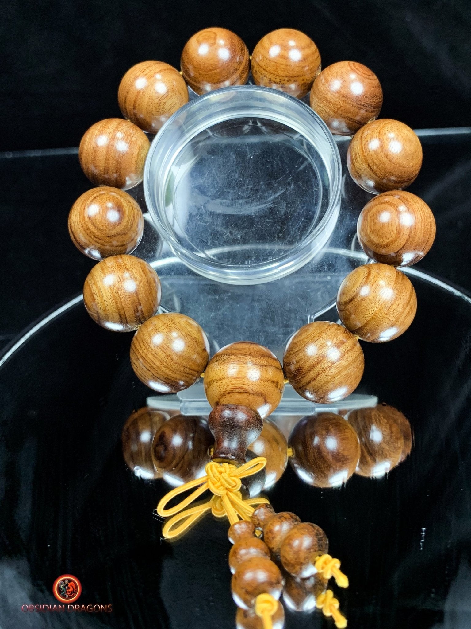 Mala de poignet en bois- Bracelet en bois de Huanghuali | obsidian dragons