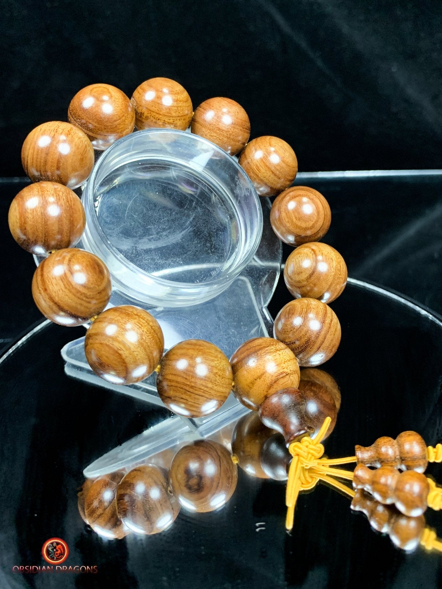 Mala de poignet en bois- Bracelet en bois de Huanghuali | obsidian dragons