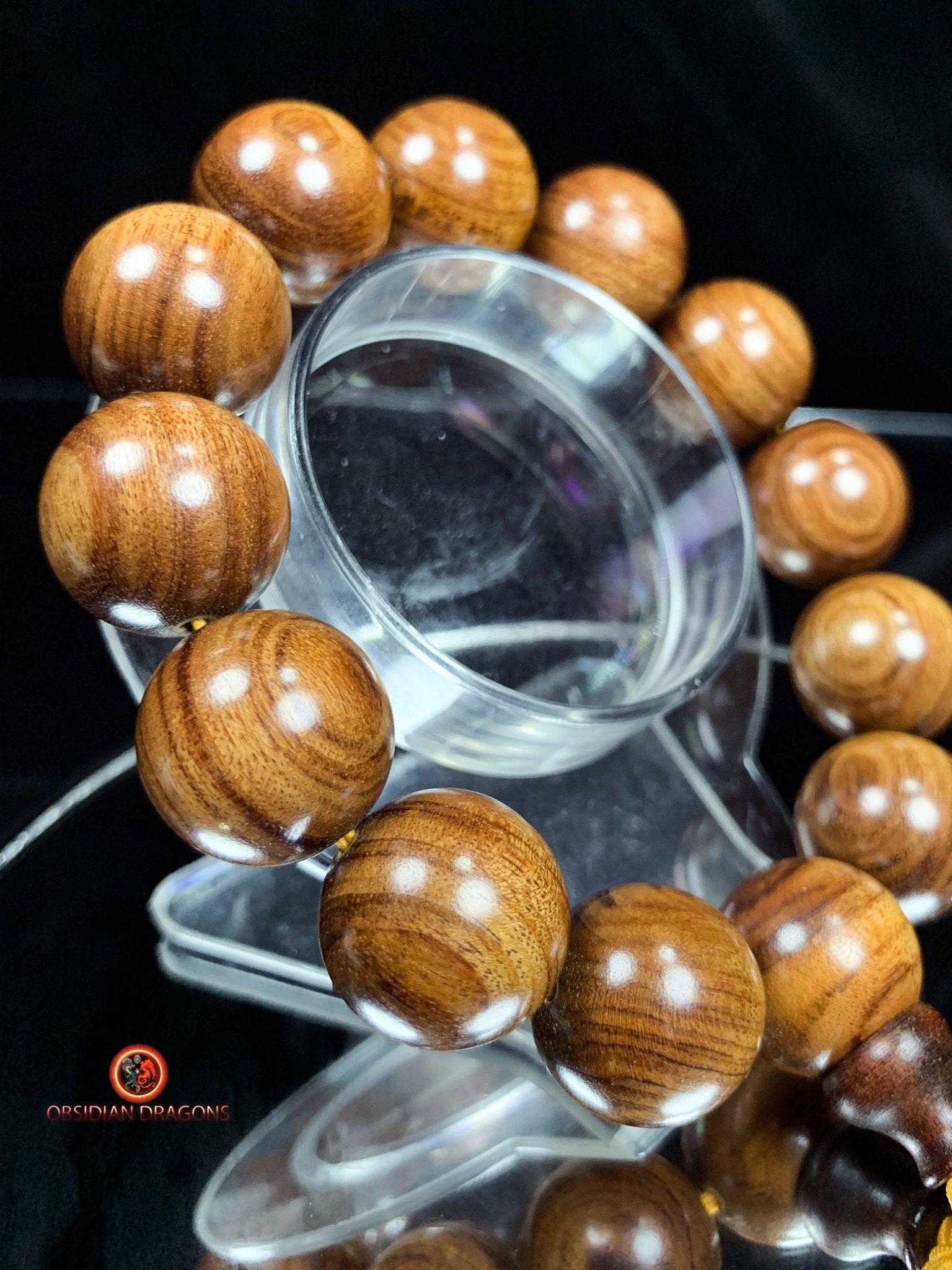 Mala de poignet en bois- Bracelet en bois de Huanghuali | obsidian dragons