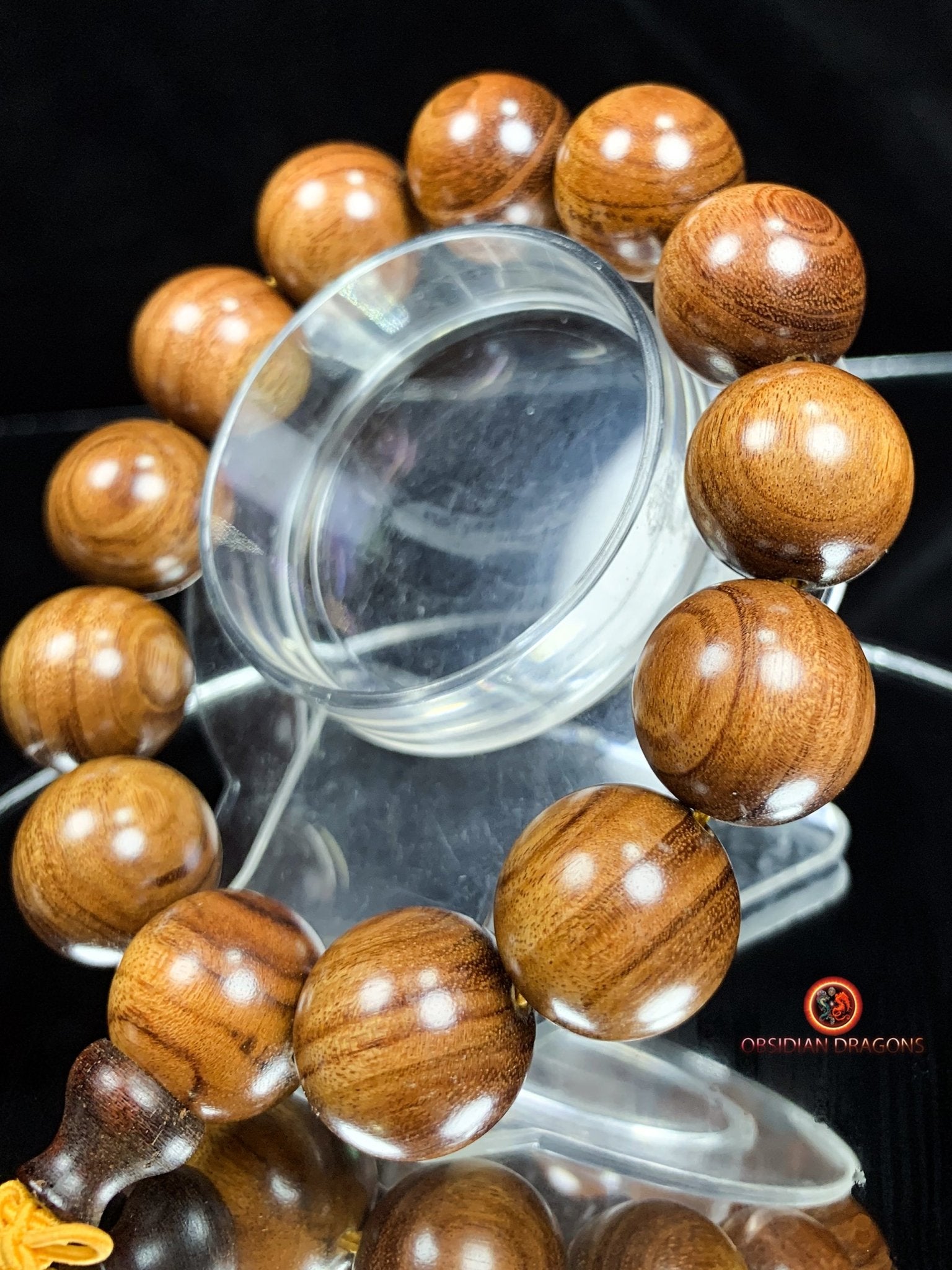 Mala de poignet en bois- Bracelet en bois de Huanghuali | obsidian dragons