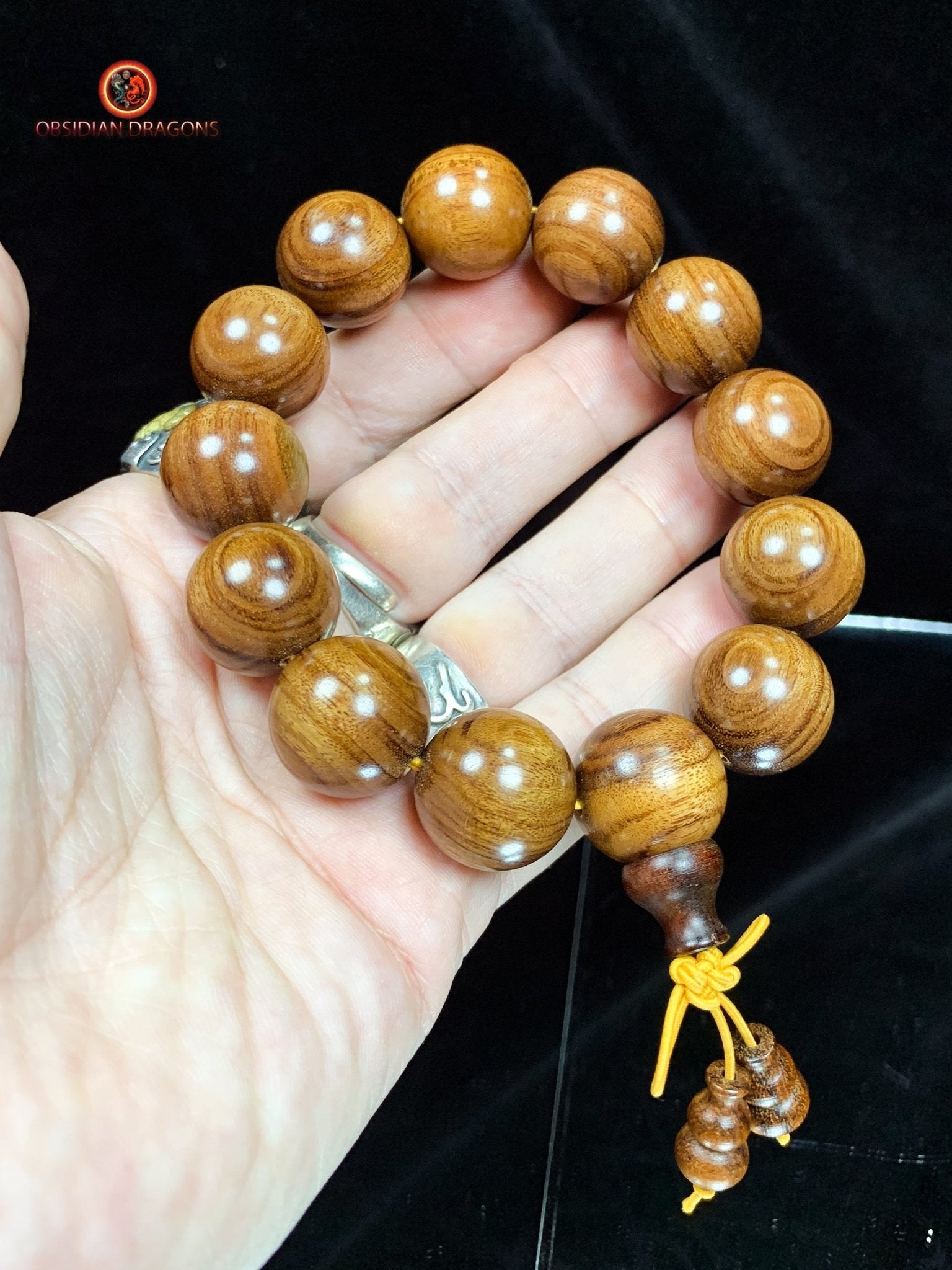 Mala de poignet en bois- Bracelet en bois de Huanghuali | obsidian dragons