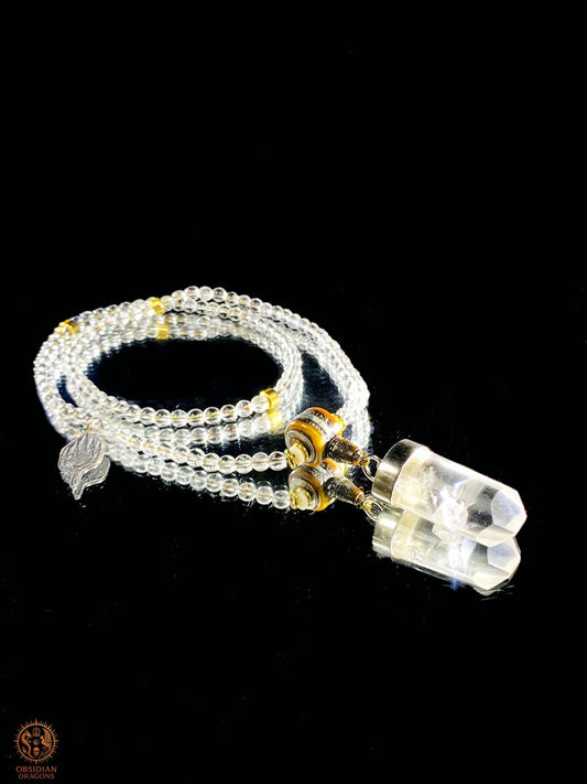 Mala en Cristal de Roche – Pointe de Cristal – Sak Yant Phutson | obsidian dragons