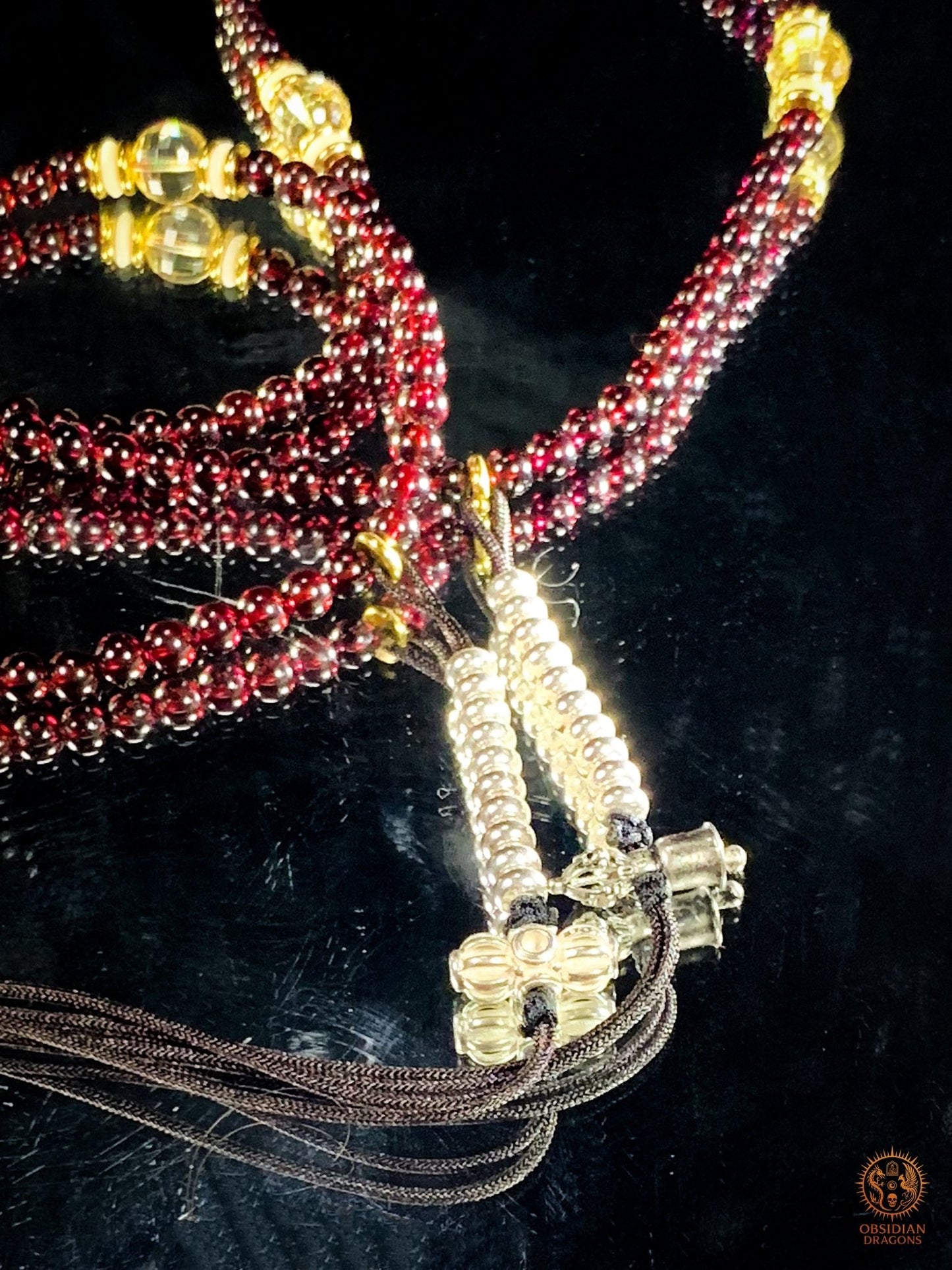 Mala en Grenat – Ghau du Bouddha Amitabha - Tangka Tibétain