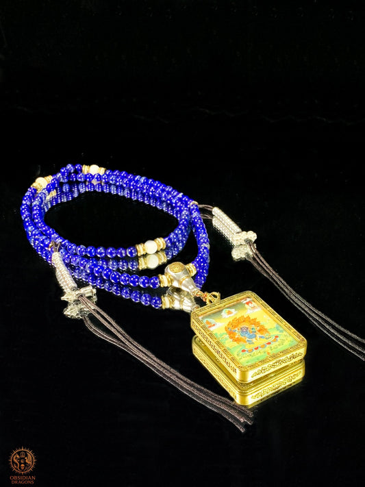 Mala en Lapis Lazuli – Ghau de Vajrapani - Tangka Tibétain | obsidian dragons