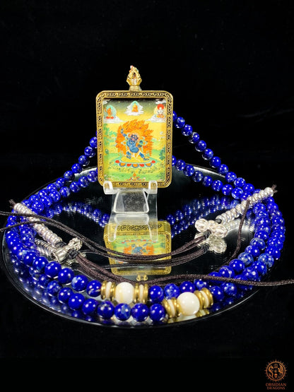 Mala en Lapis Lazuli – Ghau de Vajrapani - Tangka Tibétain | obsidian dragons