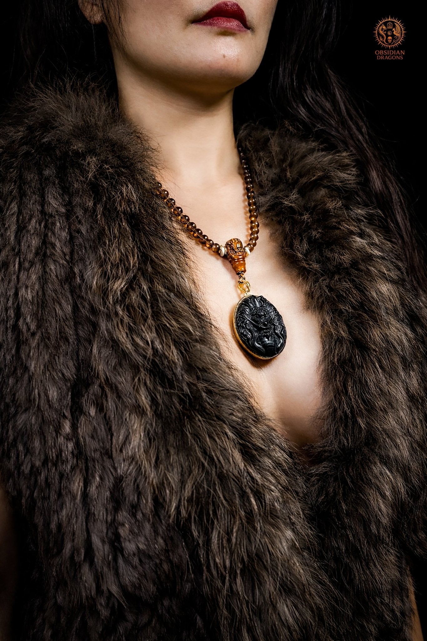 Mala en Obsidienne Dragon – Talisman de Protection Unique - obsidian dragons