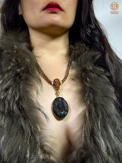 Mala en Obsidienne Dragon – Talisman de Protection Unique