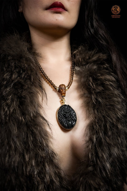 Mala en Obsidienne Dragon – Talisman de Protection Unique - obsidian dragons
