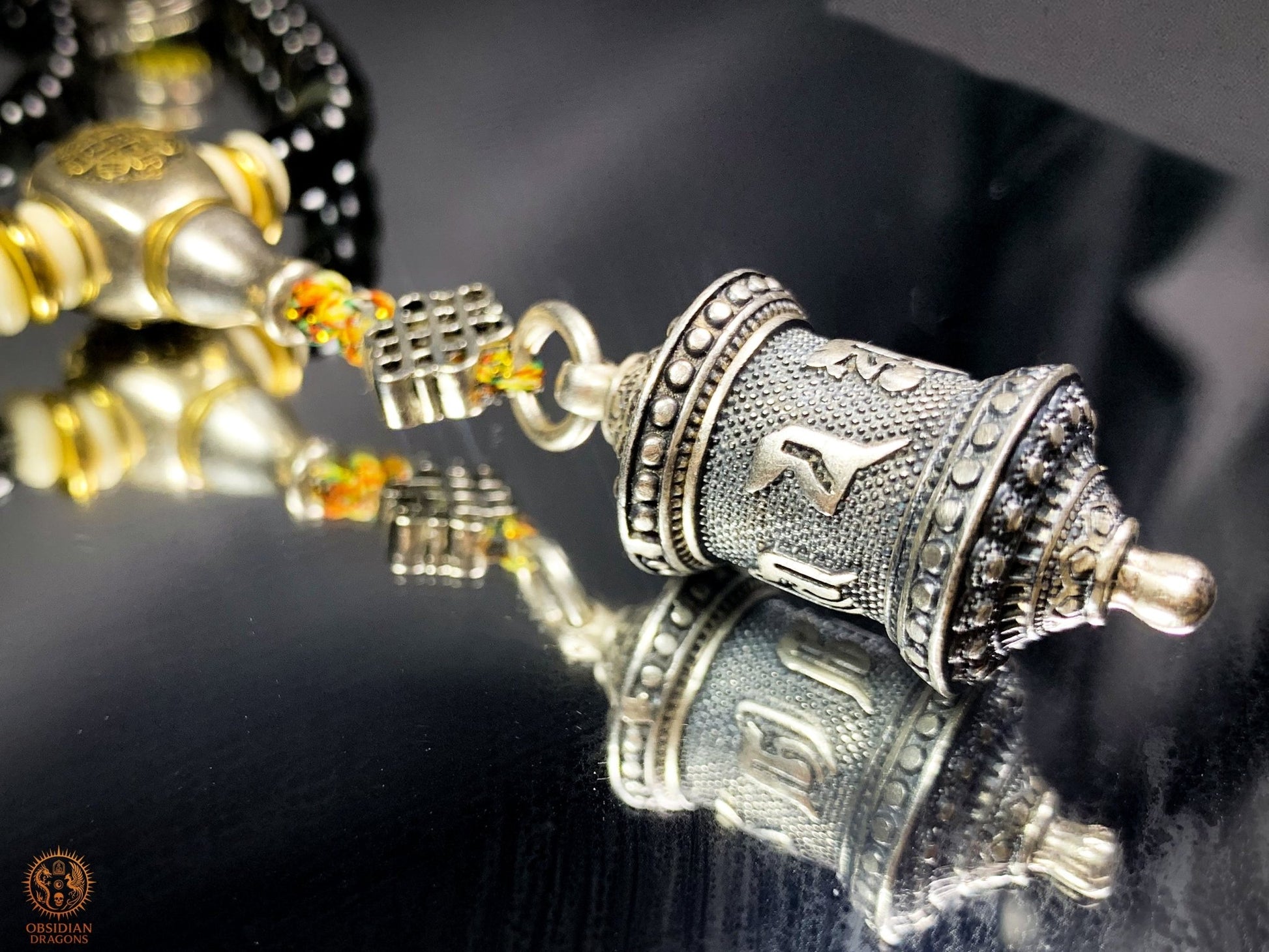 Mala en Obsidienne Œil Céleste – 108 perles - Reliquaire | obsidian dragons