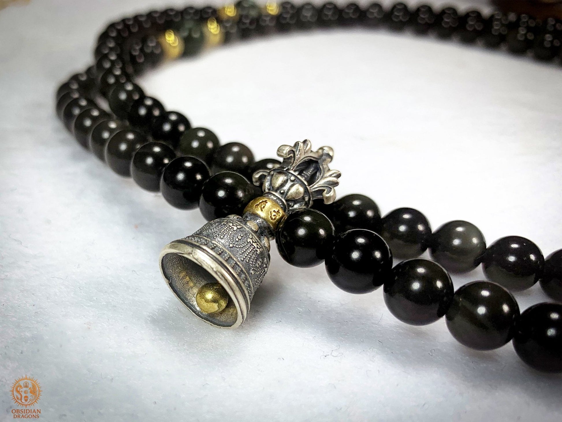 Mala en Obsidienne Œil Céleste – 108 perles - Reliquaire | obsidian dragons