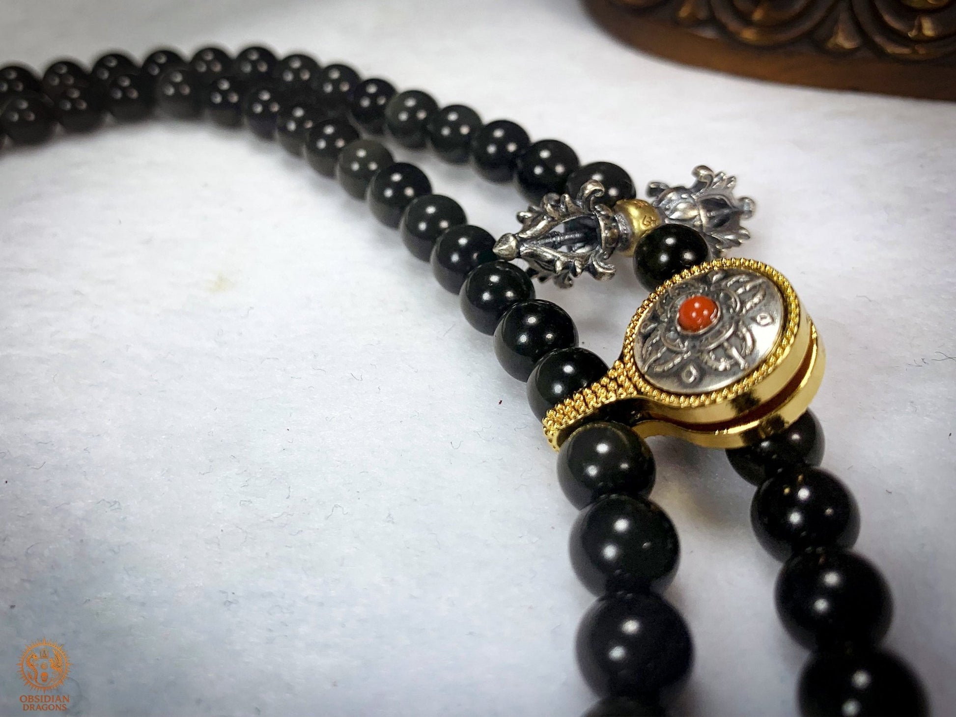 Mala en Obsidienne Œil Céleste – 108 perles - Reliquaire | obsidian dragons