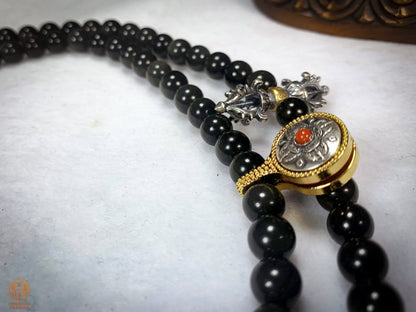 Mala en Obsidienne Œil Céleste – 108 perles - Reliquaire | obsidian dragons