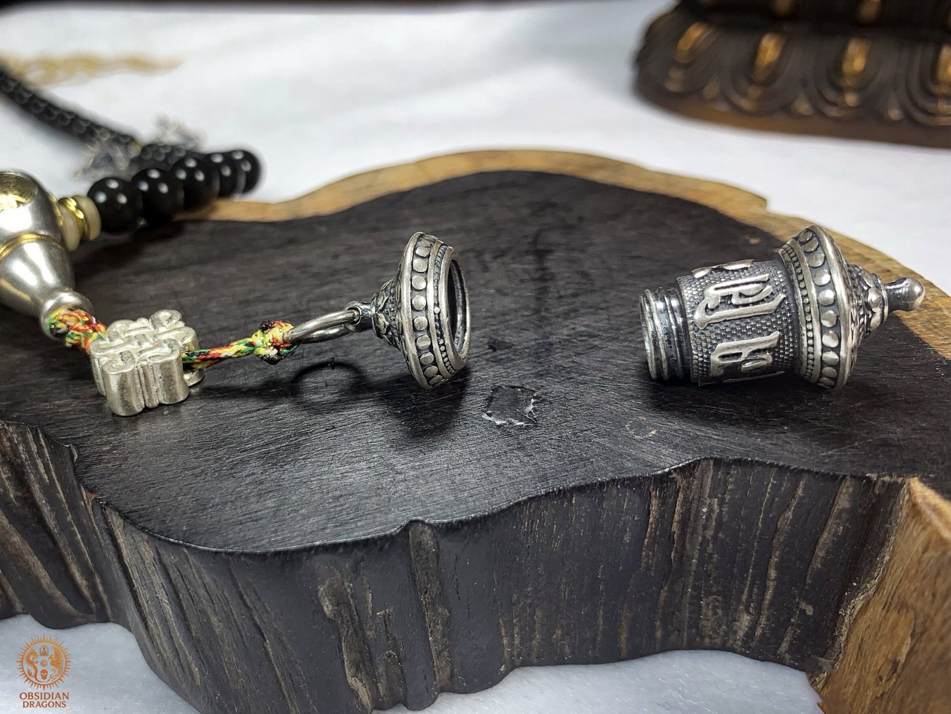 Mala en Obsidienne Œil Céleste – 108 perles - Reliquaire | obsidian dragons