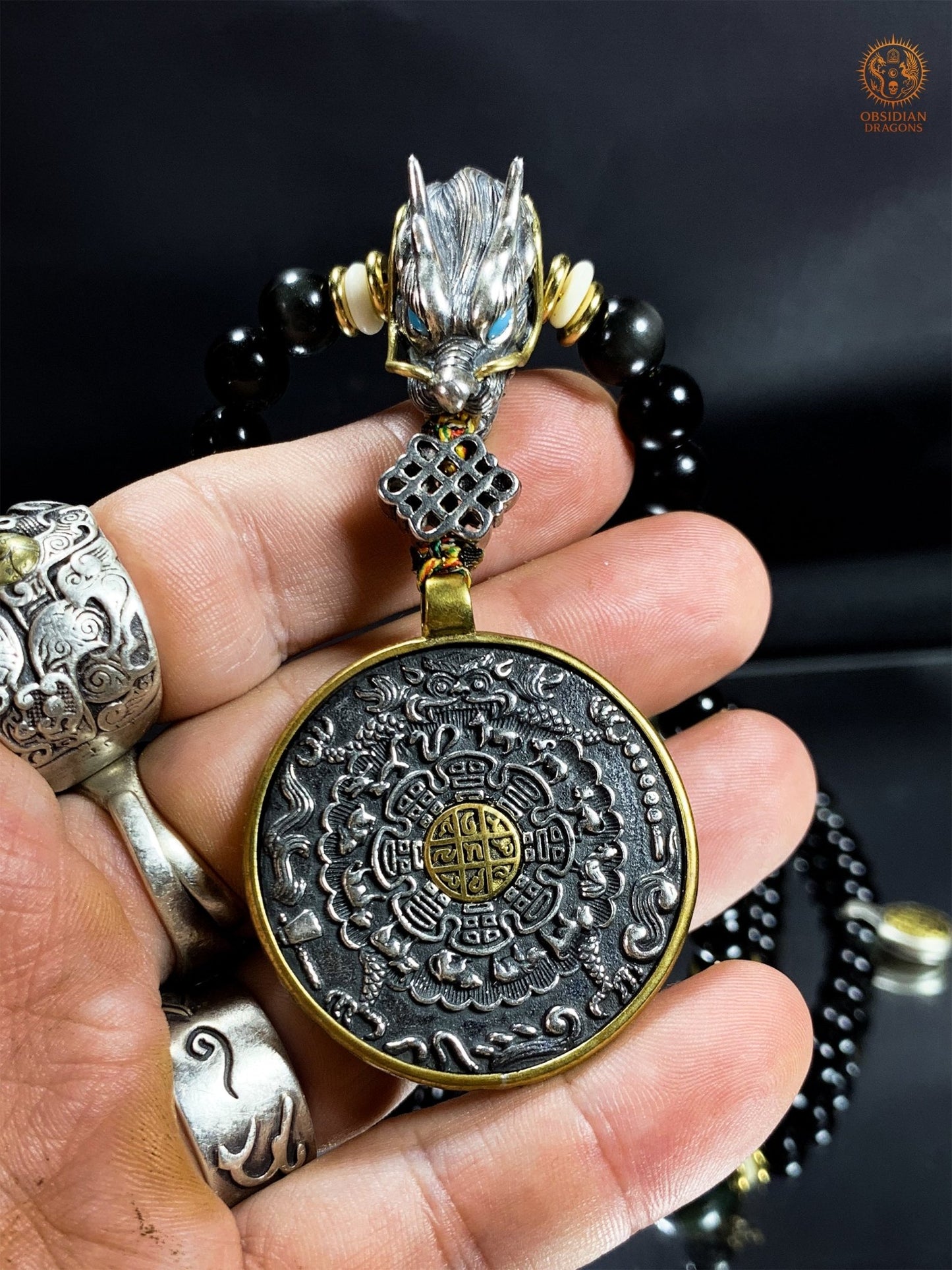 Mala en Obsidienne Œil Céleste – Dragon & Bagua Feng Shui | obsidian dragons