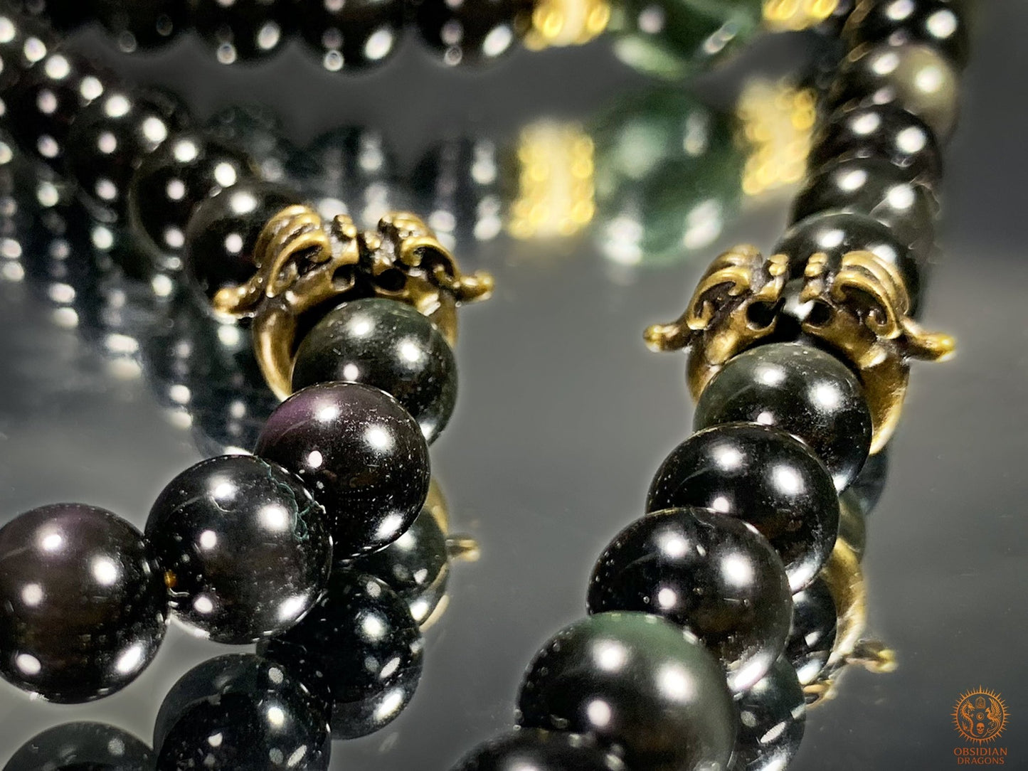 Mala en Obsidienne Œil Céleste – Dragon & Bagua Feng Shui | obsidian dragons