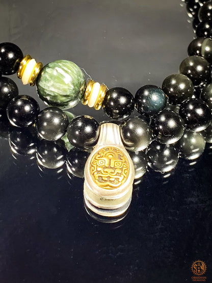 Mala en Obsidienne Œil Céleste – Dragon & Bagua Feng Shui | obsidian dragons