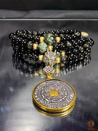 Mala en Obsidienne Œil Céleste – Dragon & Bagua Feng Shui | obsidian dragons