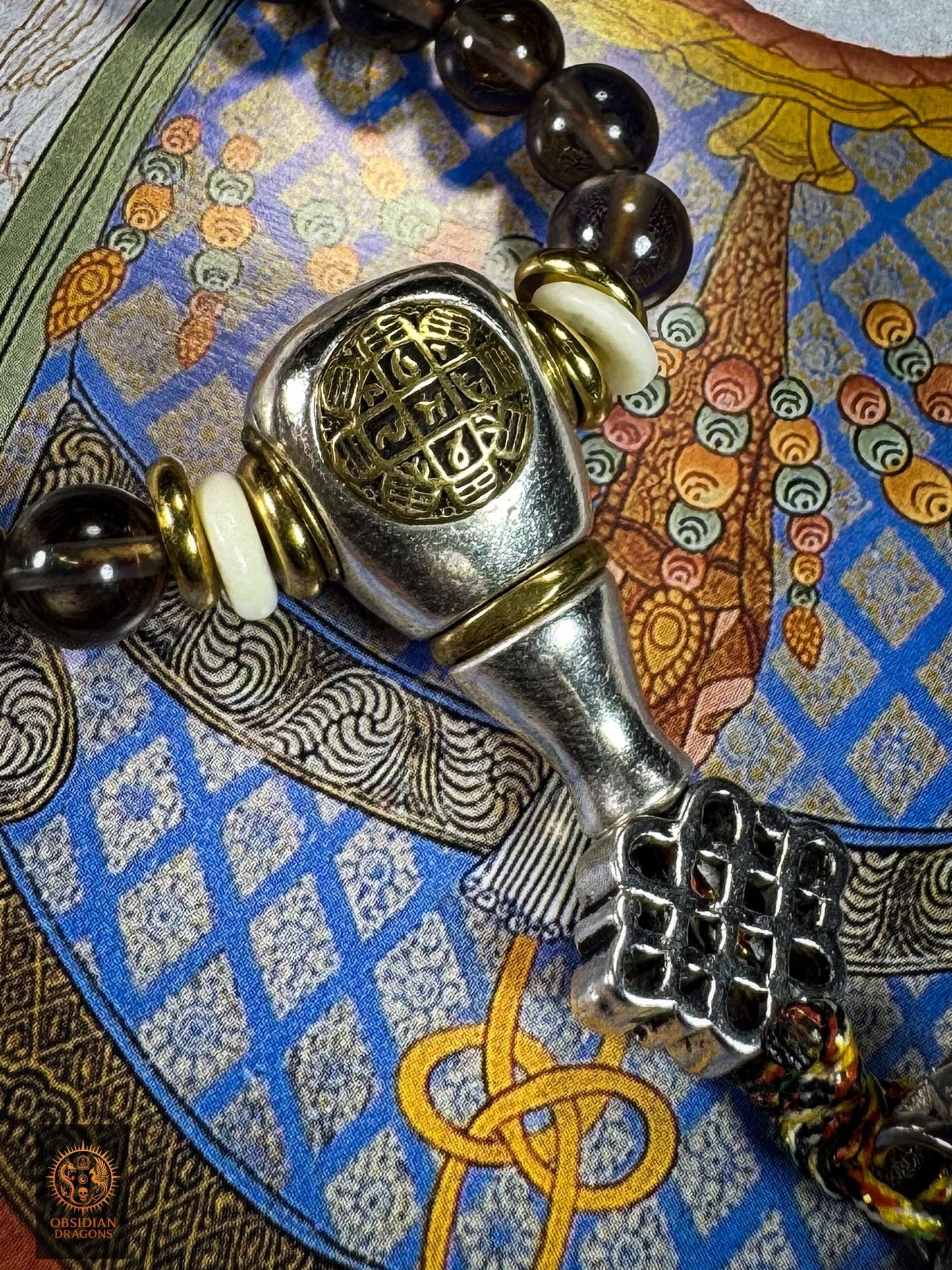 Mala en obsidienne - Pratique de Chenrezig à mille bras | obsidian dragons