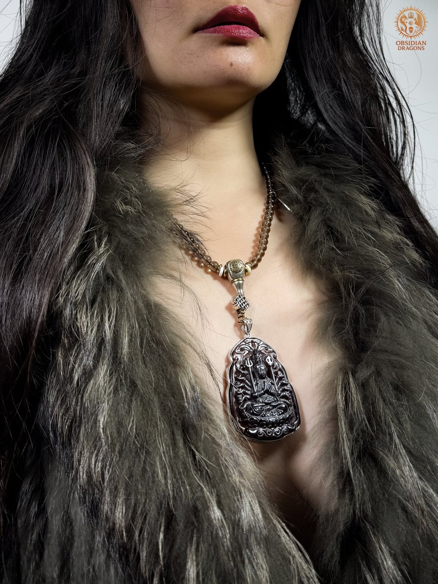 Mala en obsidienne - Pratique de Chenrezig à mille bras | obsidian dragons