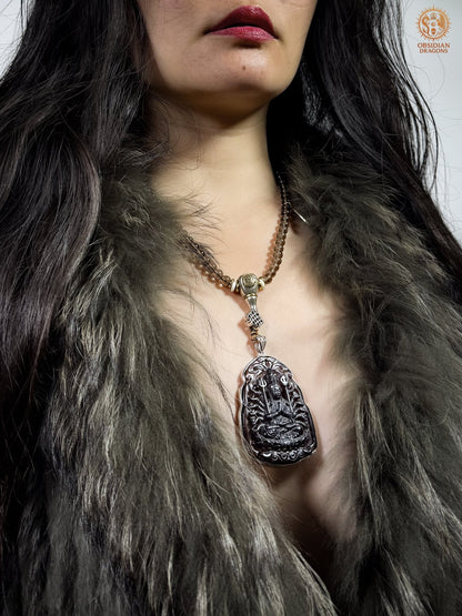Mala en obsidienne - Pratique de Chenrezig à mille bras | obsidian dragons