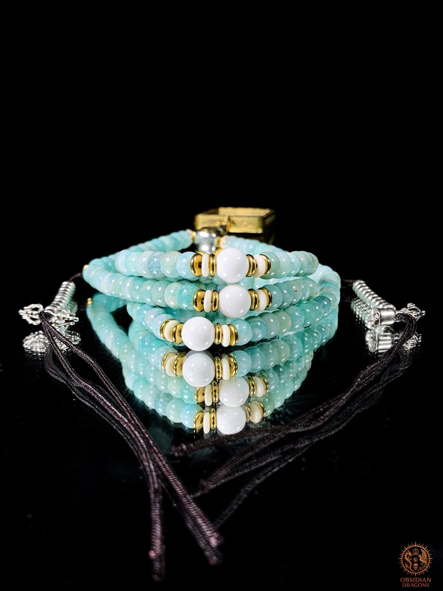 Mala en amazonite– Ghau de Guhyasamaja - Tangka Tibétain | obsidian dragons