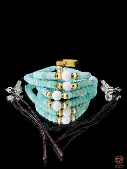 Mala en amazonite– Ghau de Guhyasamaja - Tangka Tibétain | obsidian dragons