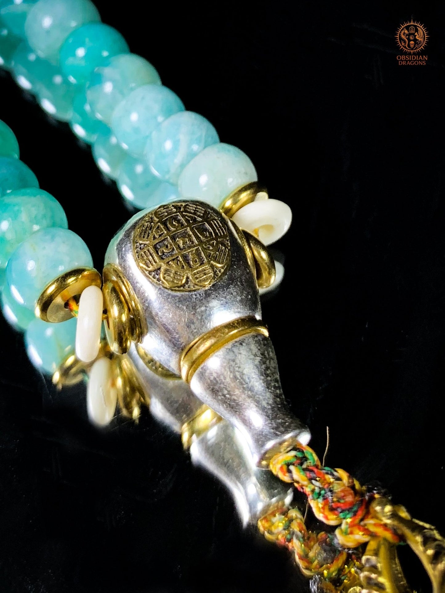 Mala en amazonite– Ghau de Guhyasamaja - Tangka Tibétain | obsidian dragons