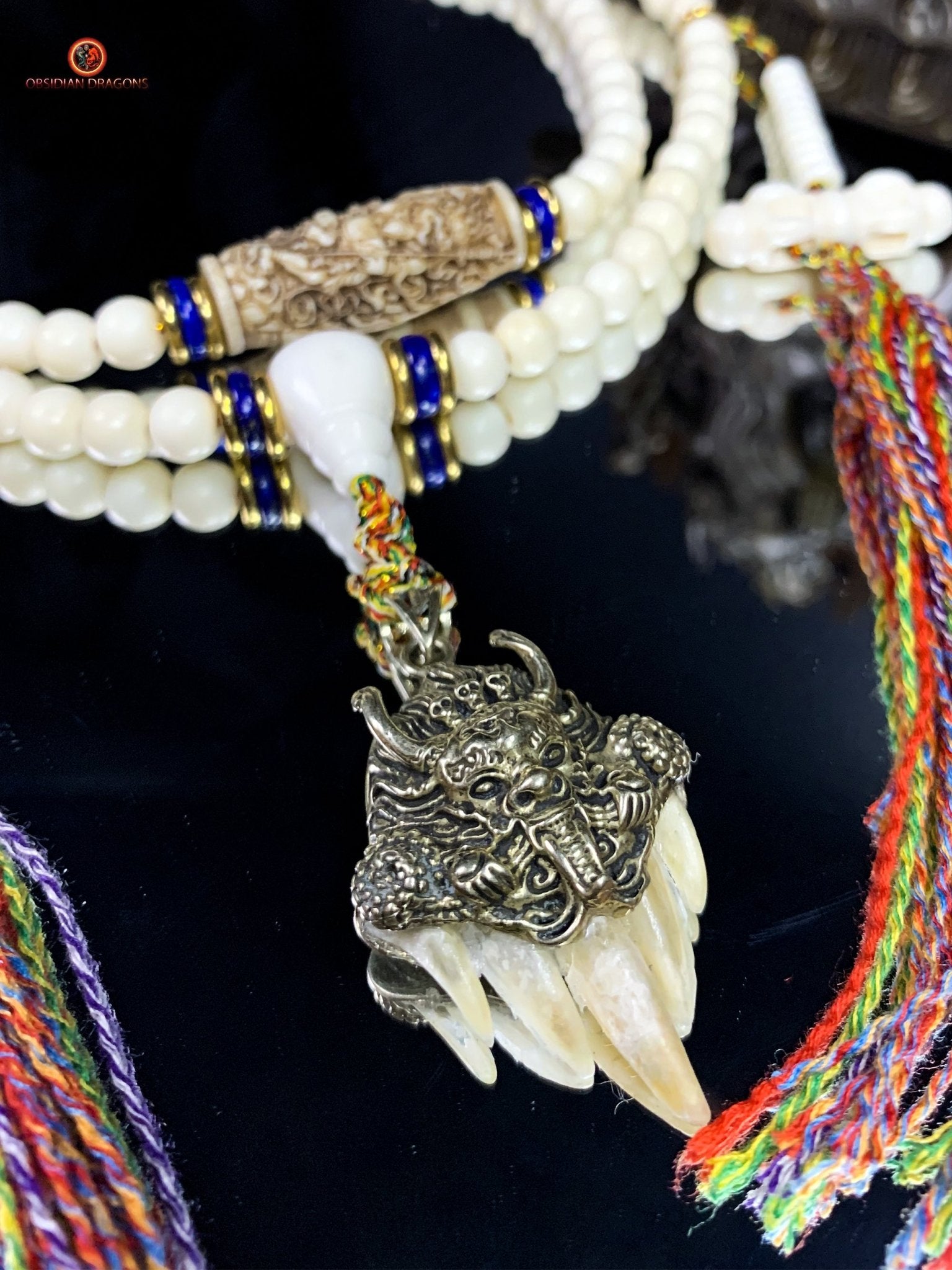 Mala en os - mala tantrique - pratique de Yamantaka - unique | obsidian dragons