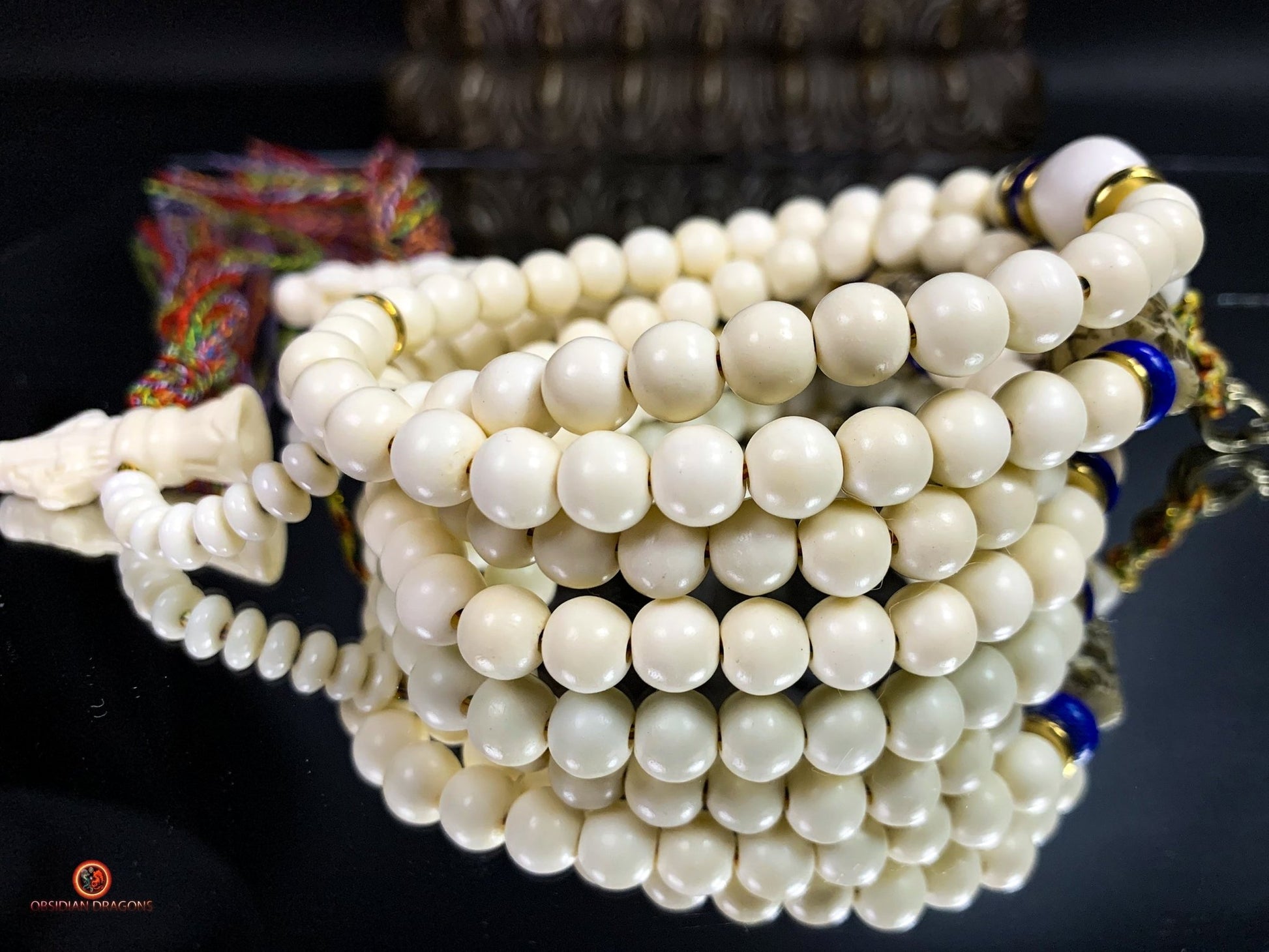 Mala en os - mala tantrique - pratique de Yamantaka - unique | obsidian dragons