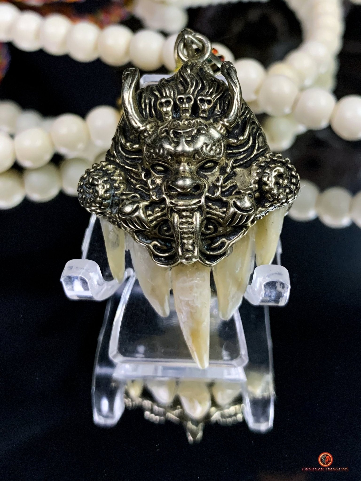 Mala en os - mala tantrique - pratique de Yamantaka - unique | obsidian dragons