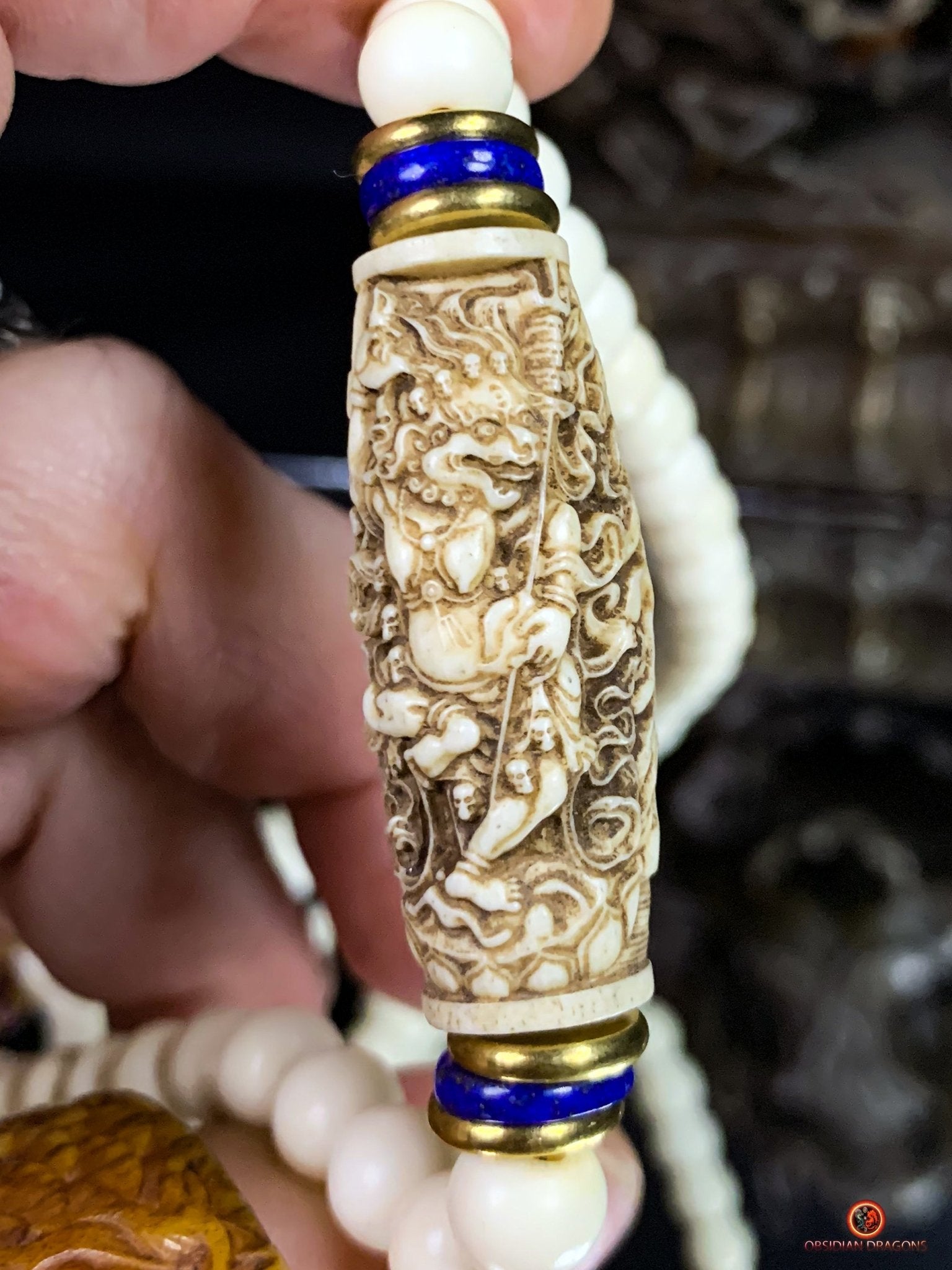 Mala en os - mala tantrique - pratique de Yamantaka - unique | obsidian dragons