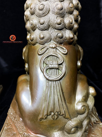 Paire de Lions Chinois en Bronze - Gardiens Feng Shui | obsidian dragons