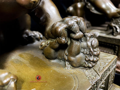 Paire de Lions Chinois en Bronze - Gardiens Feng Shui | obsidian dragons