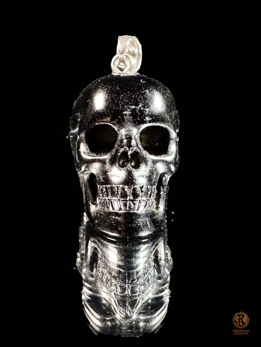Pendentif crâne en obsidienne noire naturelle | obsidian dragons