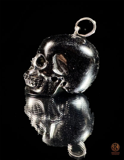 Pendentif crâne en obsidienne noire naturelle | obsidian dragons