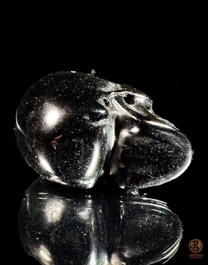 Pendentif crâne en obsidienne noire naturelle | obsidian dragons