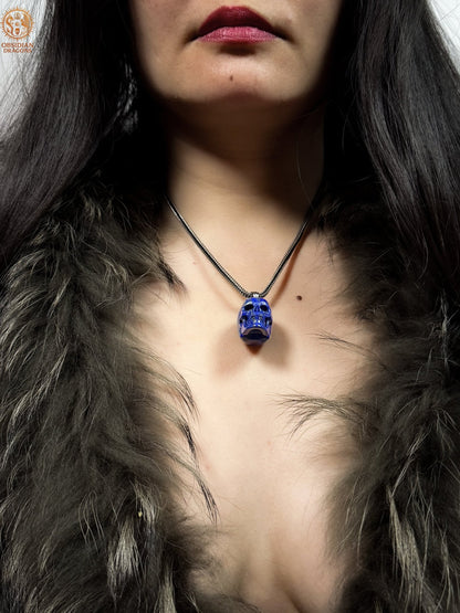 Pendentif crâne en lapis-lazuli naturel | obsidian dragons