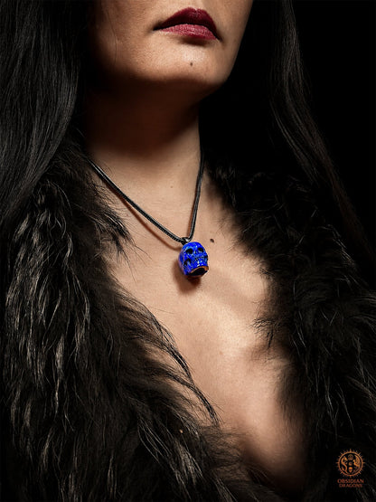 Pendentif crâne en lapis-lazuli naturel - obsidian dragons