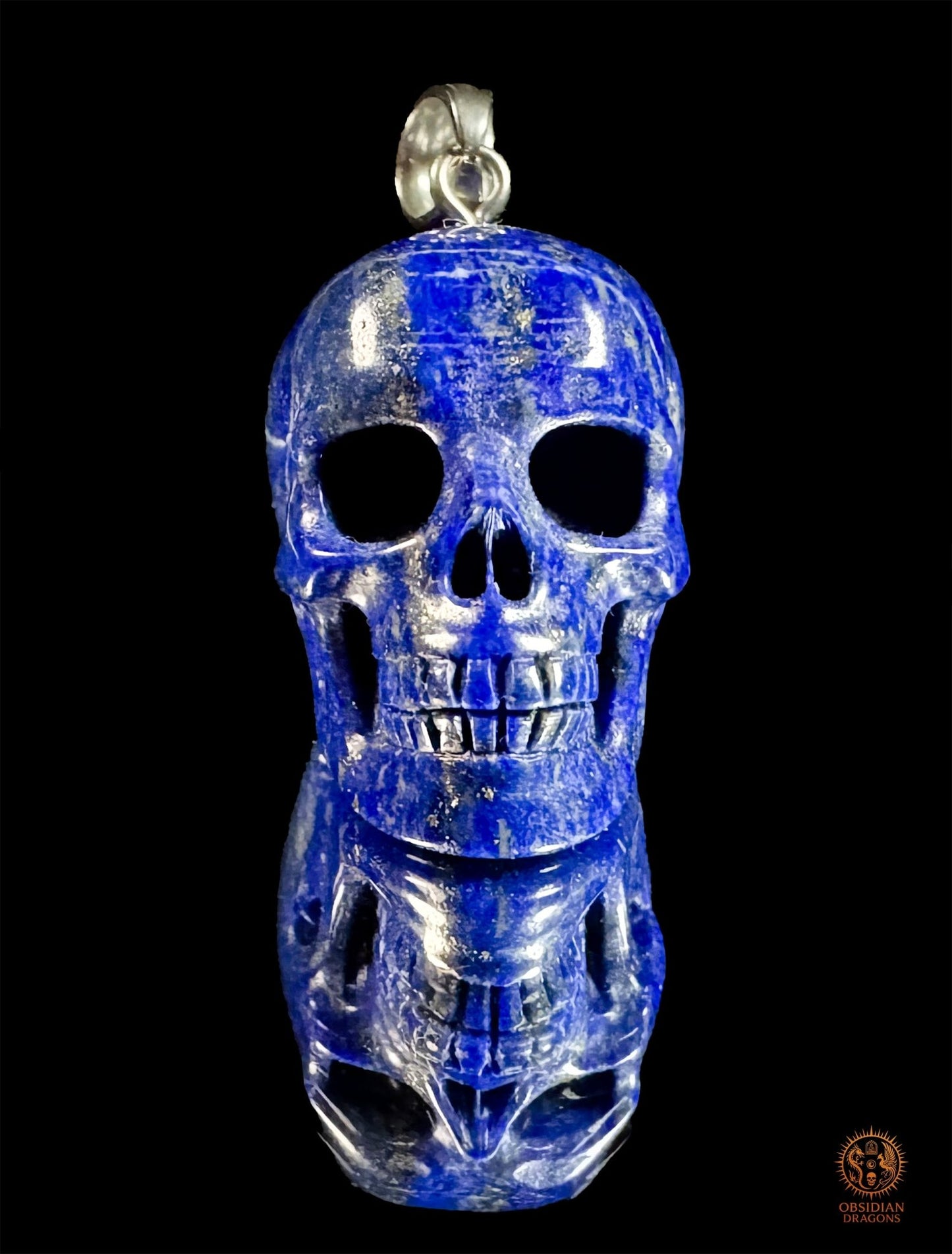 Pendentif crâne en lapis-lazuli naturel | obsidian dragons