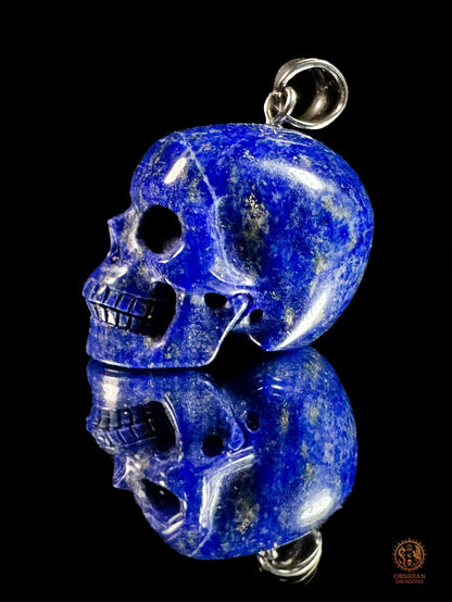 Pendentif crâne en lapis-lazuli naturel | obsidian dragons