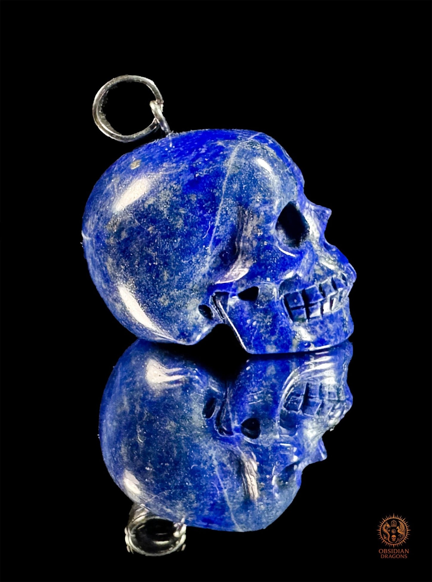 Pendentif crâne en lapis-lazuli naturel | obsidian dragons