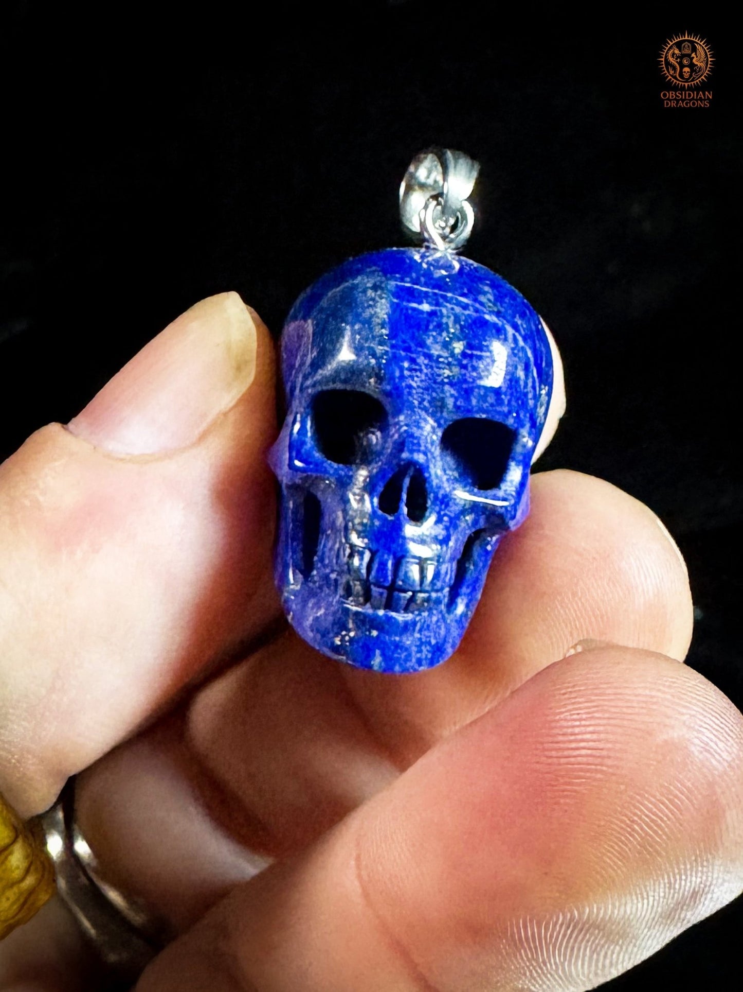 Pendentif crâne en lapis-lazuli naturel | obsidian dragons