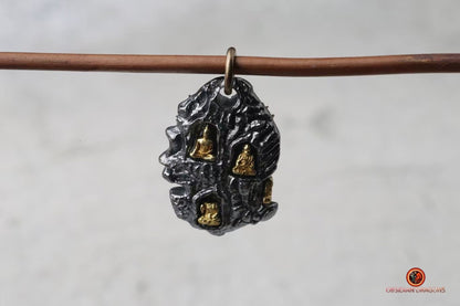 Pendentif Bouddha en Méditation - Argent et Or | obsidian dragons