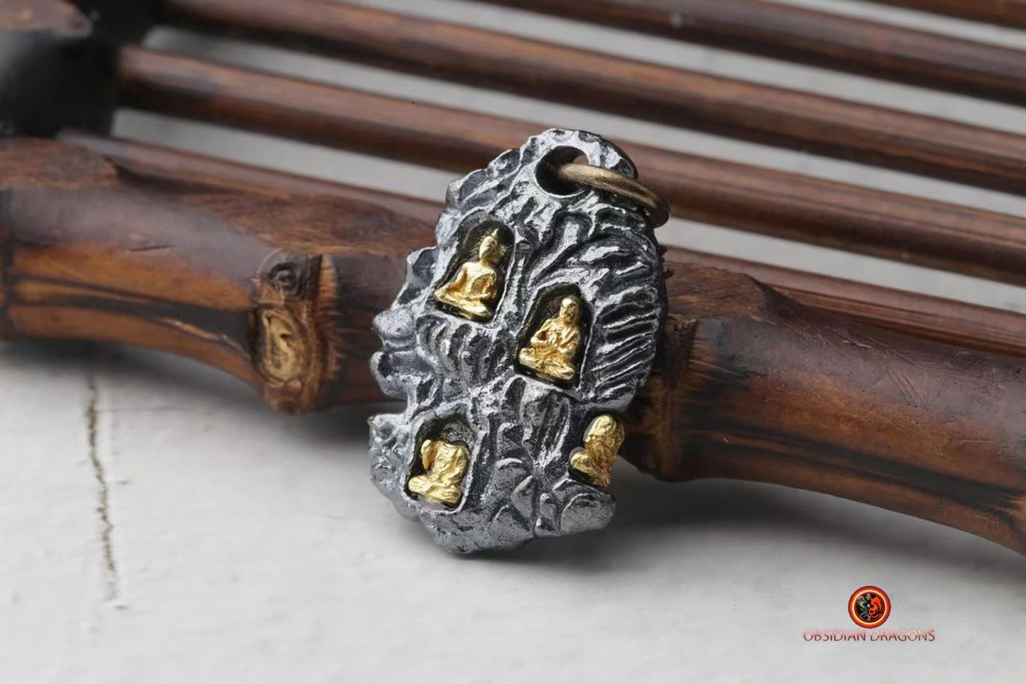 Pendentif Bouddha en Méditation - Argent et Or | obsidian dragons